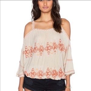 Free People Embroidered Off-The-Shoulder Top NWOT